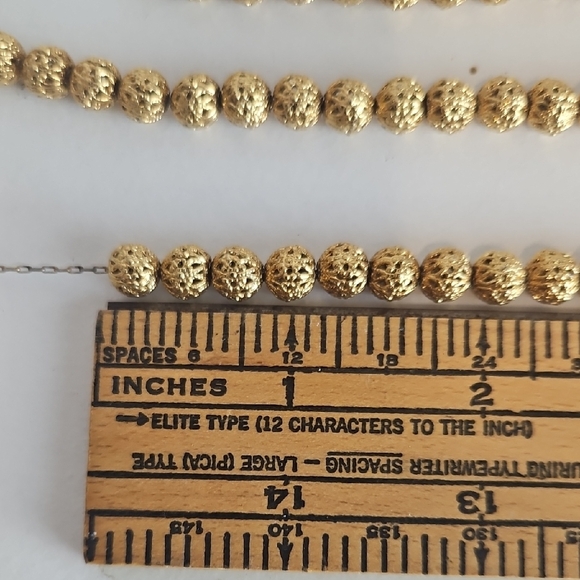 Triple Strand Gold Beaded Necklace - Picture 5 of 8